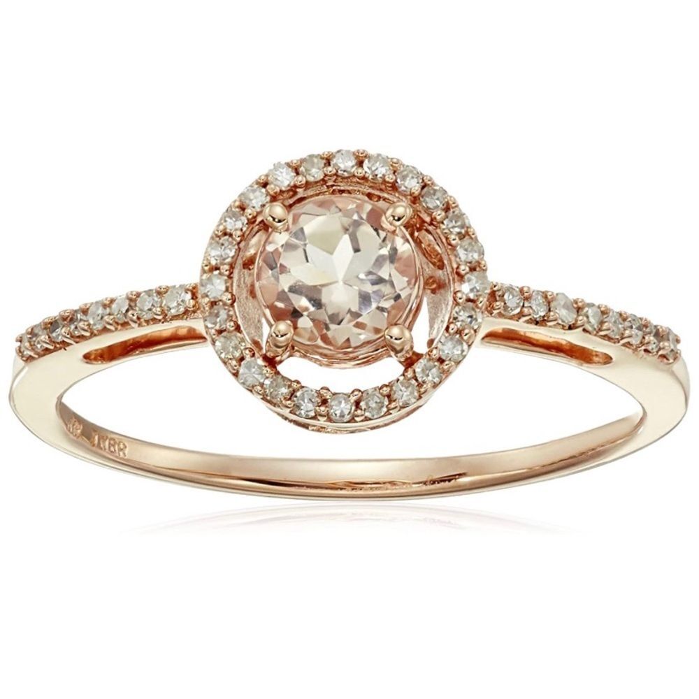 Natural Diamond Morganite 10k Ring